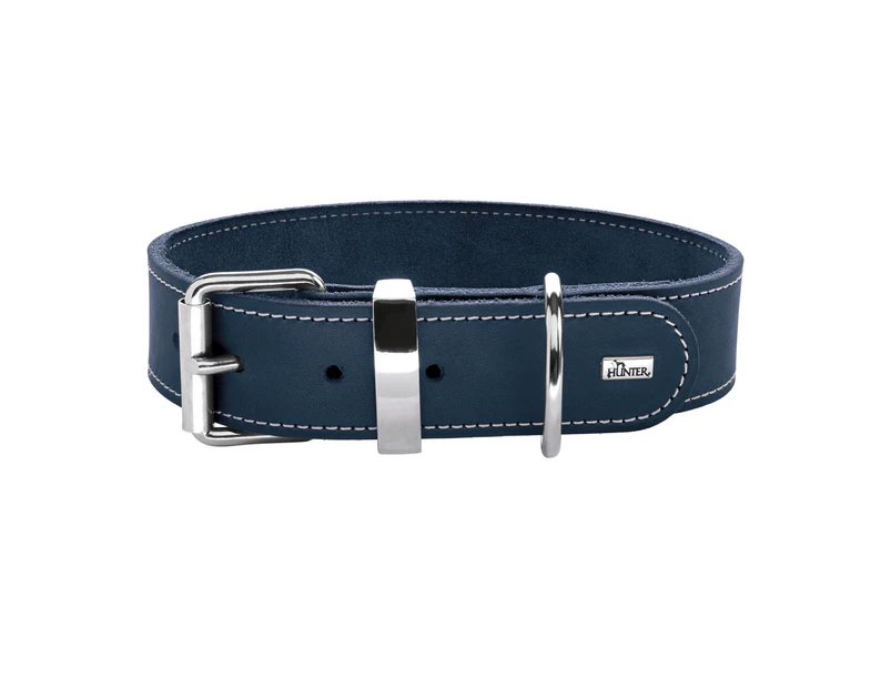 Hunter Aalborg Special Leather Dog Collar, Dark Blue