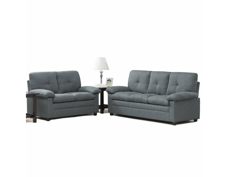 Foret 3+2 Seater Sofa Sectional Lounge Couch Furniture Modern Fabric Dark Grey