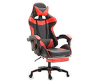 High Back Executive Gaming Chair Footrest Office Computer Seating Racer Recliner - Red with footrest