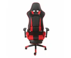 High Back Executive Gaming Chair Footrest Office Computer Seating Racer Recliner - Red with footrest 3D Arm