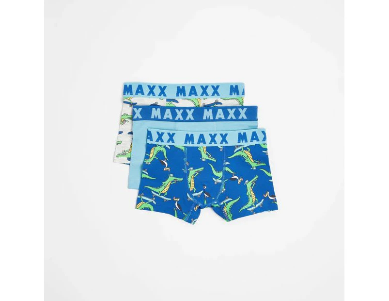 Maxx Print Fitted Trunks 3 Pack - Blue