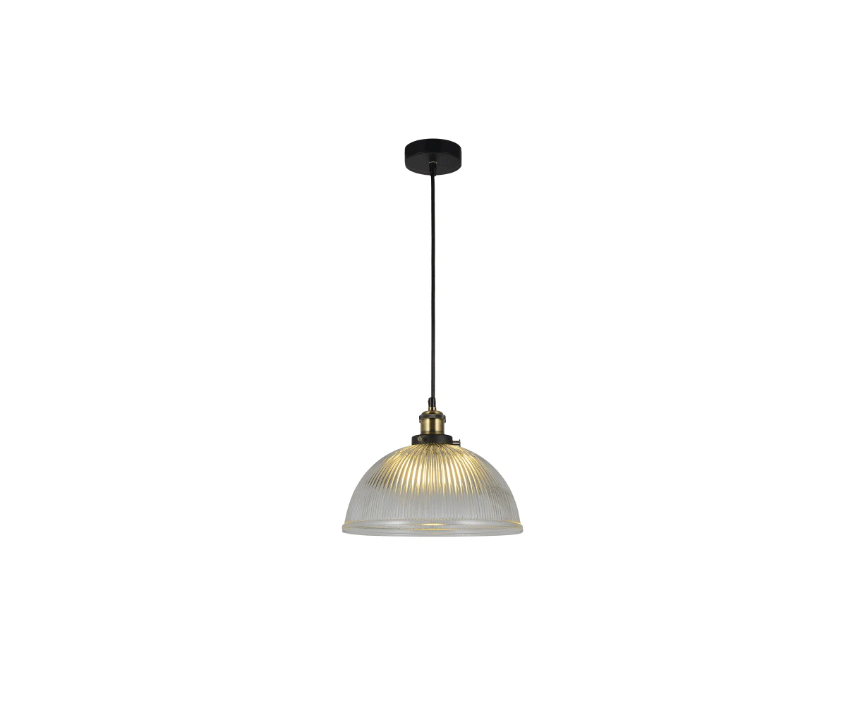 Livia Hanging Pendant Lamp Glass Shade - Black / Clear