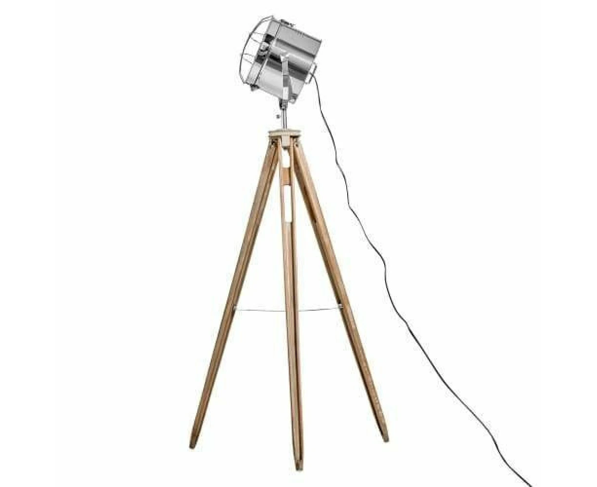 New Oriental Xavier Classic Tripod Floor Lamp Natural/Chrome