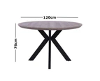 Oriel Round Dining Table 120cm - Black Metal Frame - Grey Oak