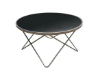 6IXTY Champagne Modern Scandinavian Round Coffee Table - 85cm - Tempered Glass Top