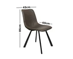 Set of 2 Cos Faux Leather Dining Chair - Black Metal Legs - Antique Grey - Grey