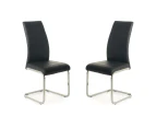 Set of 2 Giara Faux Leather Dining Chair Chrome Legs - Black - Black