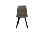 Set of 2 Cos Faux Leather Dining Chair - Black Metal Legs - Antique Grey - Grey