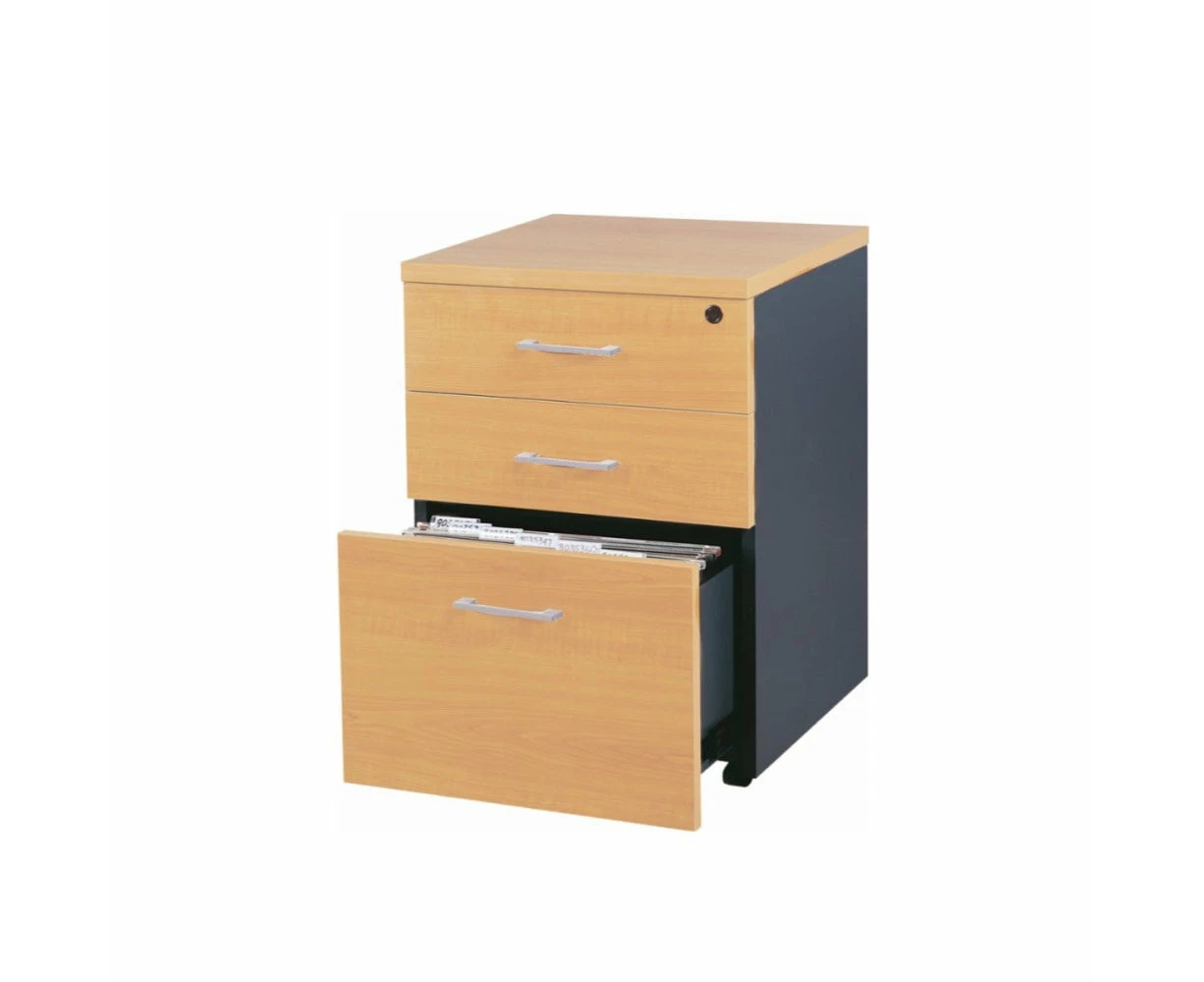 Mantone Mobile Pedestal Drawer Filing Cabinet Storage - Select Beech/Ironstone