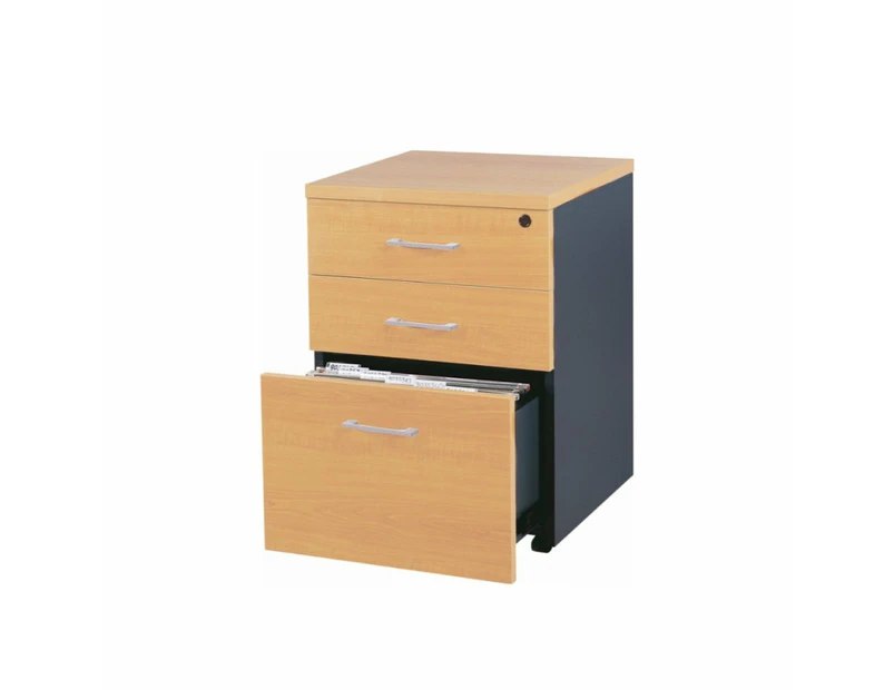 Mantone Mobile Pedestal Drawer Filing Cabinet Storage - Select Beech/Ironstone