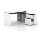 Artemis L-Shape Corner Executive Manager Office Computer Desk Table - High Gloss White