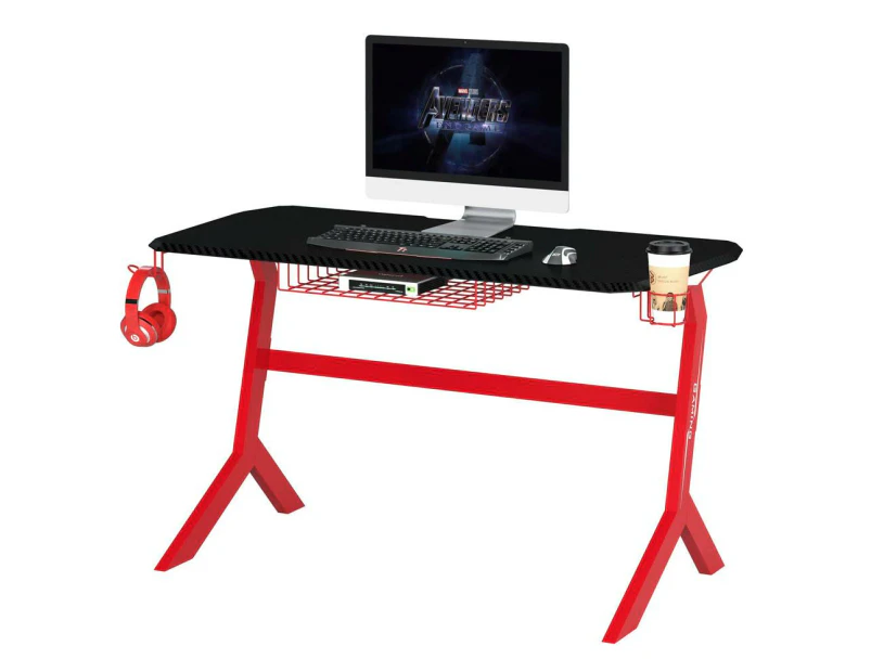 Phaser Gaming Computer Desk Home Office Racing Table - Red - Red