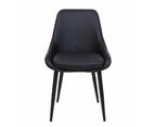 Set Of 2 Marco Faux Leather Dining Chair Metal Legs - Black - Black