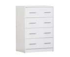Nova Chest of 4-Drawer Tallboy Storage Cabinet - White - White