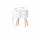 Siri 2-Drawer Bedside Nightstand End Lamp Side Table - White - White