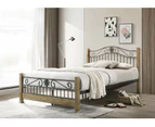 Cosmo King Size Bed Frame - Black Metal Frame - Maple