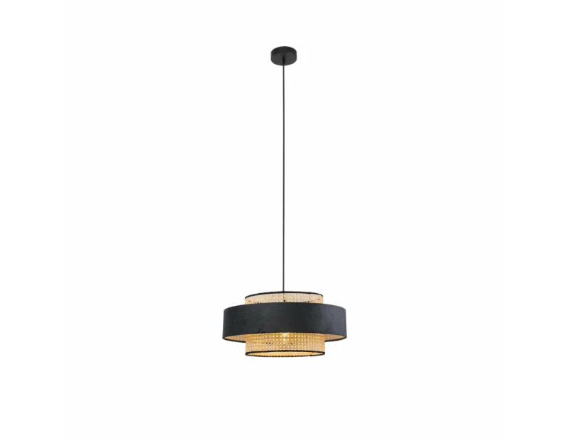 Olcay Modern Elegant Pendant Lamp Ceiling Light - Dark Grey & Natural