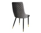 Raimon Furniture Set Of 2 Kira Velvet Fabric Dining Chair Black Metal Legs - Slate