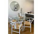 HomeStar Orion Modern Round Dining Table 100cm Glass Top Metal Base - White