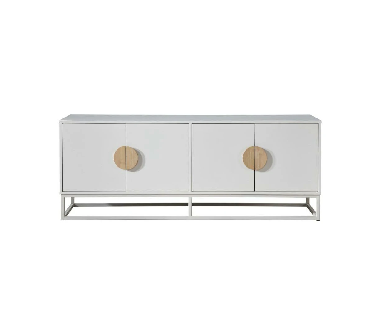 HomeStar Havana Modern Coastal TV Stand Entertainment Unit Storage Cabinet - White