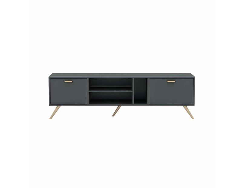 William Modern Scandinavian Lowline TV Stand Entertainment Unit 1.6m - Dark Grey