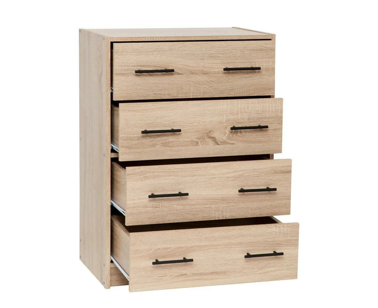 Nova Chest of 4-Drawer Tallboy Storage Cabinet - Light Sonoma Oak