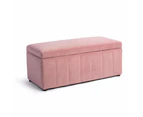 Lumine Velvet Storage Ottoman Box Bench Foot Stool - Pink - Pink