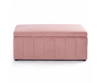 Lumine Velvet Storage Ottoman Box Bench Foot Stool - Pink - Pink