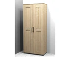 Nova 2-Door Tall Cupboard Tallboy Storage Cabinet - Light Sonoma Oak