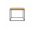 Modern Square Wooden Lamp End Side Table Metal Frame - Oak