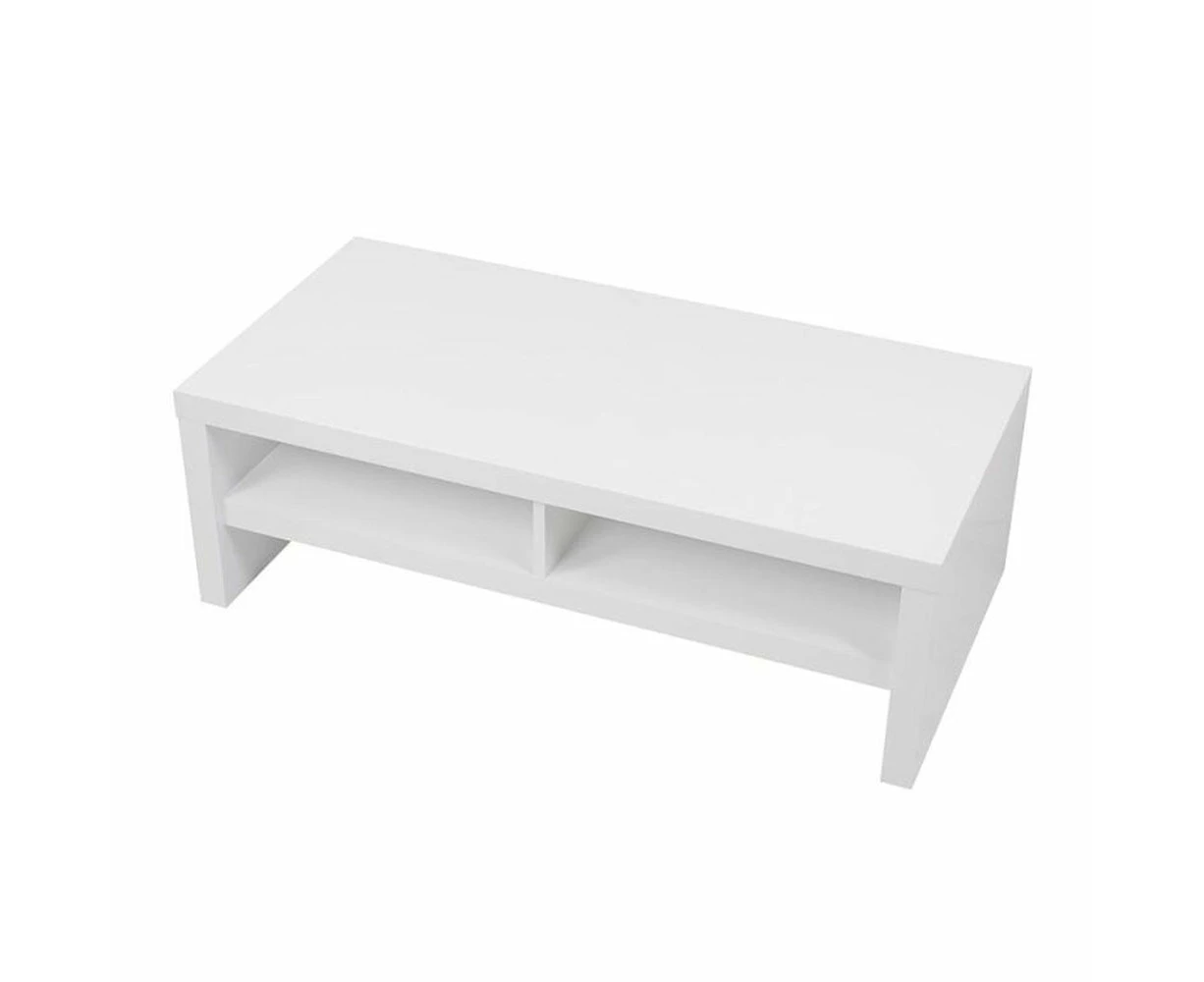 Wendy Wooden Rectangular Coffee Table W/ Open Shelf - High Gloss White