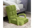 Foldable Lounge Cushion Adjustable Floor Lazy Recliner Chair with Armrest Yellow Green