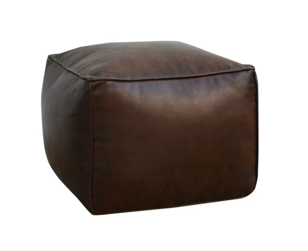 Amelia PU Leather Vintage Rustic Square Foot Stool Ottoman Brown