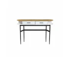 Polish 2-Drawers Hallway Console Hall Table W/ Open Compartments - White/Natural