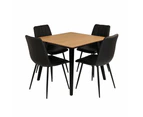 HomeStar Kanaka Dining Set W/ Square Dining Table & Set Of 4 Molly Dining Chair Black