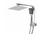 Rain Shower Head Set Silver Square Brass Taps Mixer Handheld High Pressure 8"