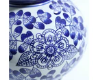 Maya Blue Ceramic Oriental Table Lamp Light Linen Shade White