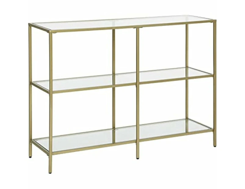 3 Tier Console Table with Tempered Glass Top Gold