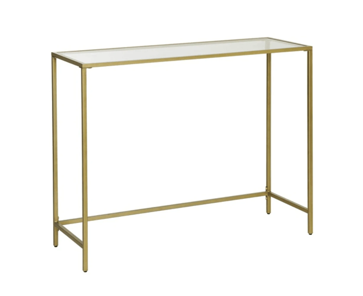 VASAGLE Console Table with Tempered Glass Golden LGT26G