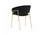 HomeStar Set Of 2 Lex Velvet Fabric Dining Chair W/ Brass Gold Legs - Black