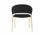 HomeStar Set Of 2 Lex Velvet Fabric Dining Chair W/ Brass Gold Legs - Black