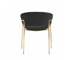 HomeStar Set Of 2 Lex Velvet Fabric Dining Chair W/ Brass Gold Legs - Black