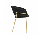 HomeStar Set Of 2 Lex Velvet Fabric Dining Chair W/ Brass Gold Legs - Black