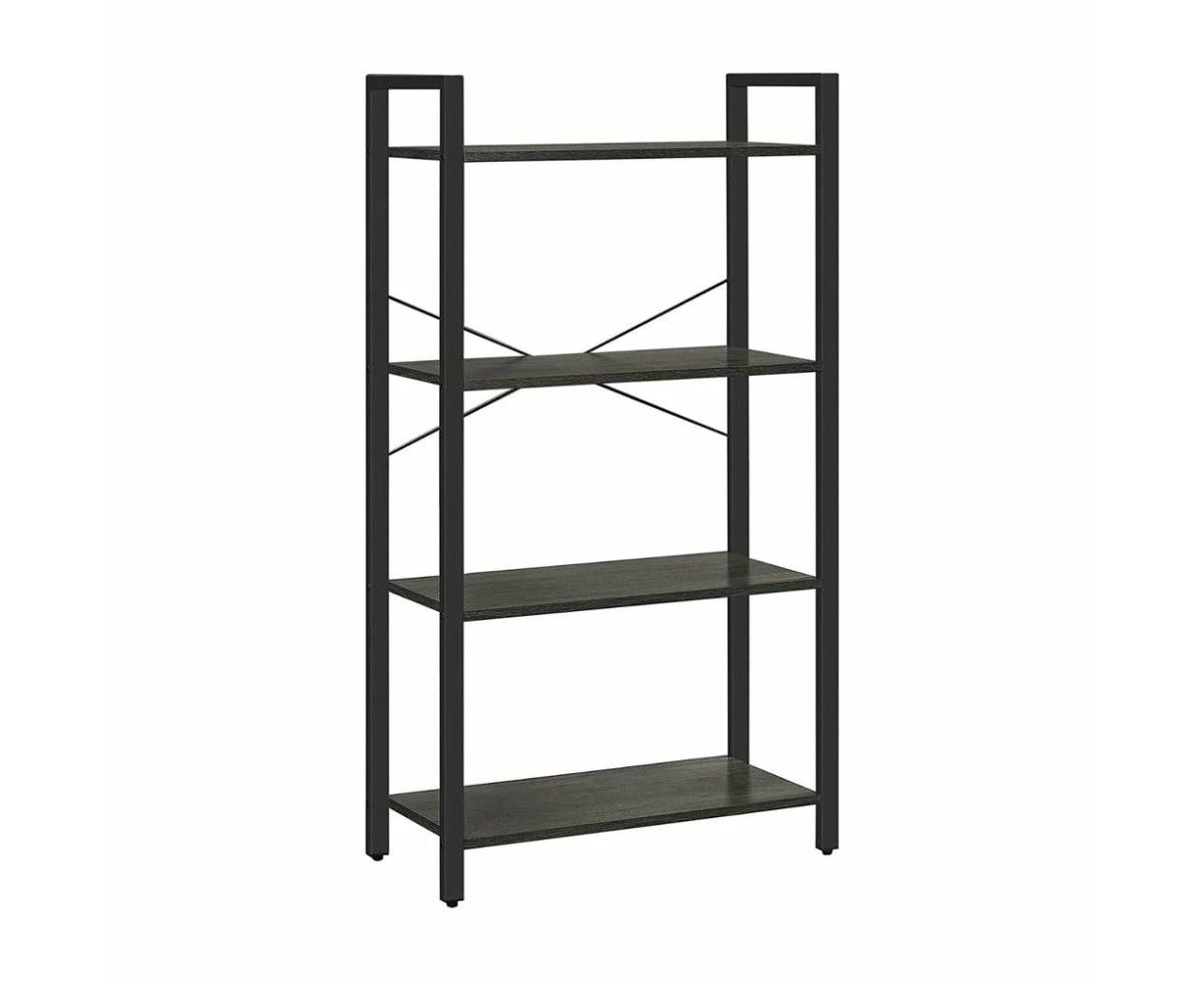 VASAGLE 4 Tier Bookshelf Industrial Style Charcoal Grey and Black