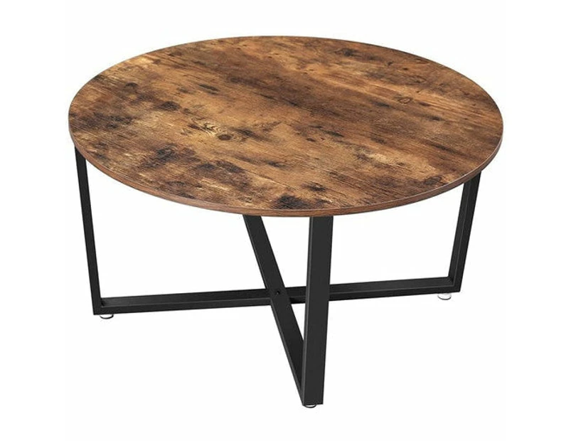 VASAGLE 88cm diameter Round Coffee Table Industrial style Steel and Wood