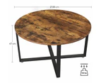 VASAGLE 88cm diameter Round Coffee Table Industrial style Steel and Wood