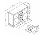 Henry Buffet Unit Sideboard W/ 2-Doors 3-Drawer  Storage Cabinet - Natural/Black