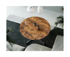 VASAGLE 88cm diameter Round Coffee Table Industrial style Steel and Wood