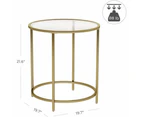 Round Side End Table with Tempered Glass Top Gold Frame