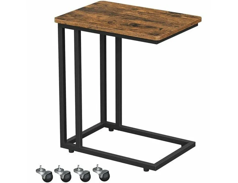 Vasagle C-Shaped Side Table with Wheels Greige Black